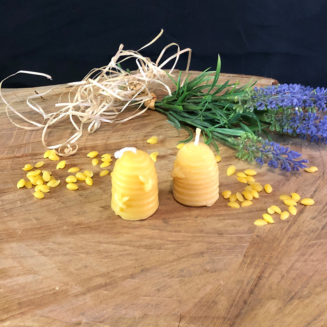 Bienenwachskerze "Bienenkorb rund" klein